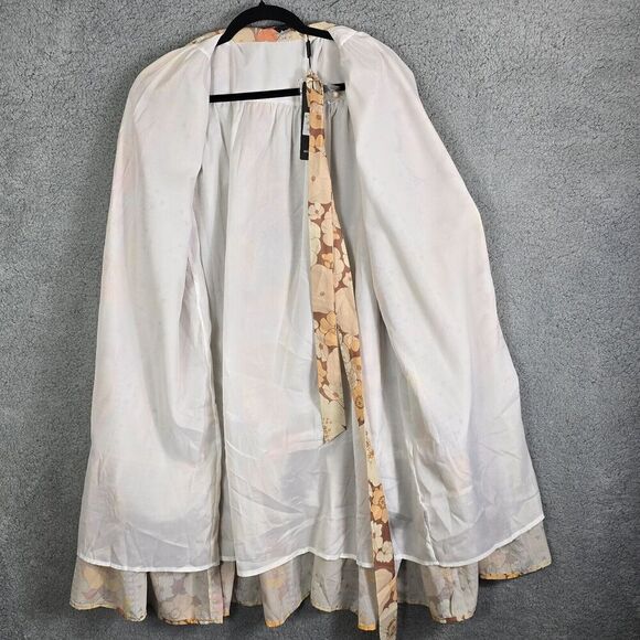 Beulah Style Floral Midi Dress OS Drop Waist Neutral Pastel Multicolor Peasant - Picture 5 of 10